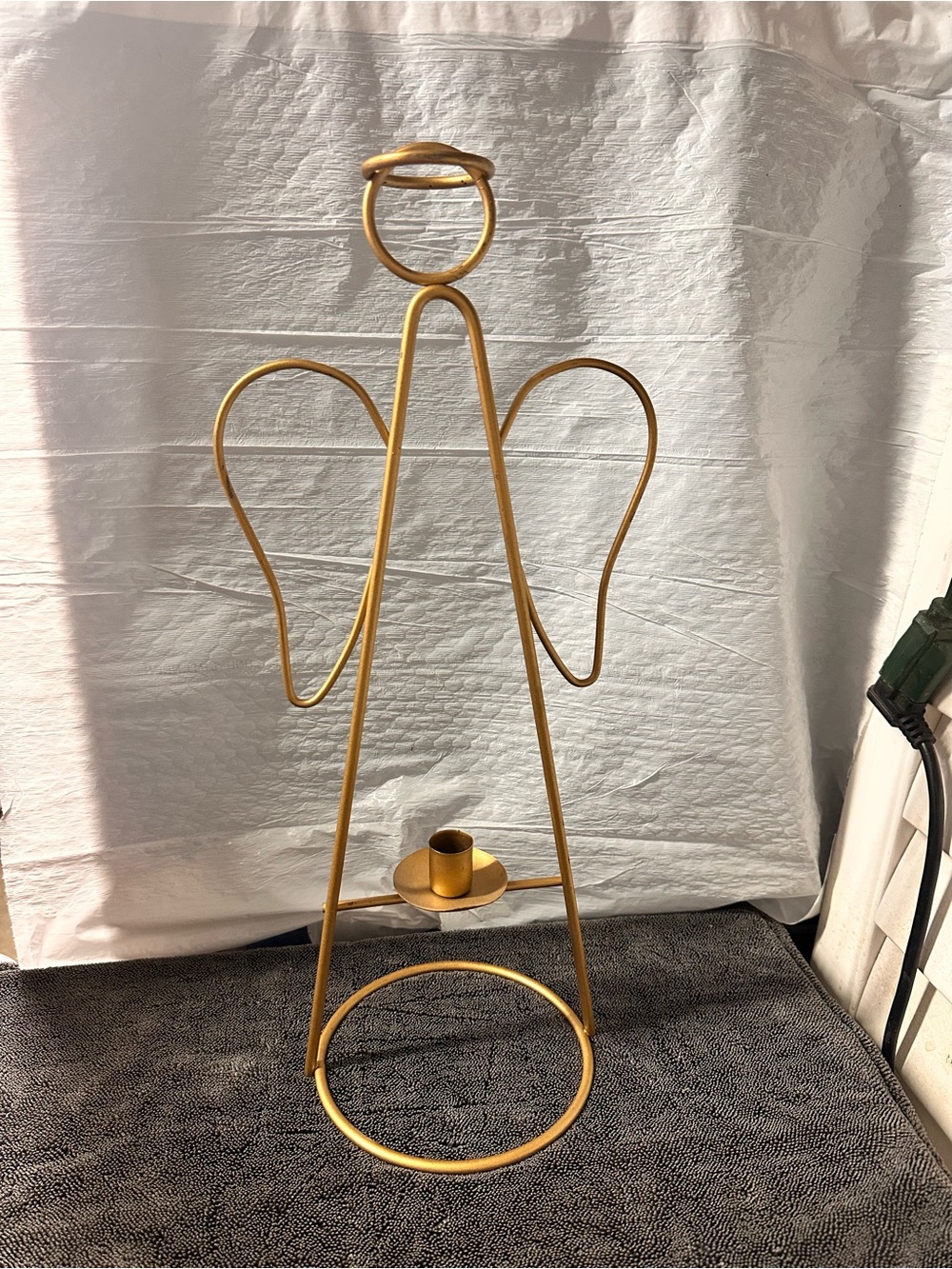 18” Metal Christmas Angel Candle Holder Gold-Tone